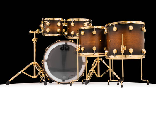DW Collector's 5pc SSC Maple Kit - Honey to Ebony Satin Oil Burst with Gold back view