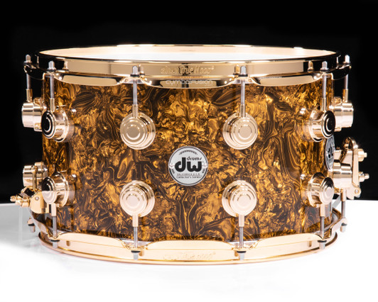 DW Collector's Maple SSC Maple 8x14 Snare Drum - Gold Abalone front view
