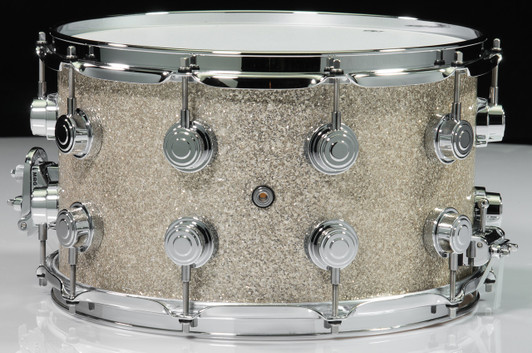 DW Collector's SonicPly Series Snare 8x14 - Broken Glass - Chrome Hardware Back view
