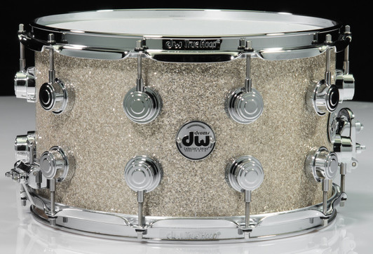 DW Collector's SonicPly Series Snare 8x14 - Broken Glass - Chrome Hardware front view