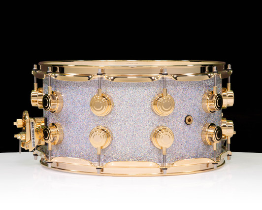 DW Collector's SonicPly Series Snare 7x14 - Diamond Nebula Gold Hardware back view