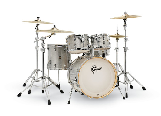 Gretsch Catalina Maple CM2-E605-SS 20/10/12/14/14S Shell Pack, Silver Sparkle, front view