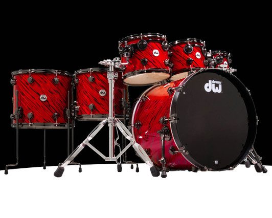 DW Collector's Series 7pc SSC Maple Kit - Twisted Red Lava front view