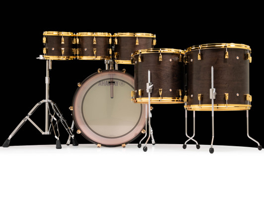 Yamaha PHX Hybrid Shell Drum Set 8/10/12/14/16/22 – Matte Black with Gold Hardware back view