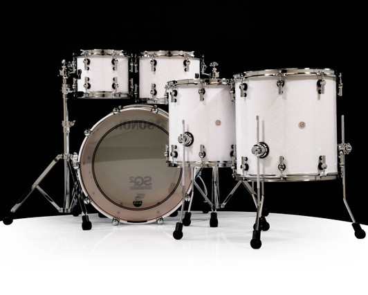 Sonor SQ2 5pc Vintage Beech Kit - White Sparkle 10/12/14/16/22 back view