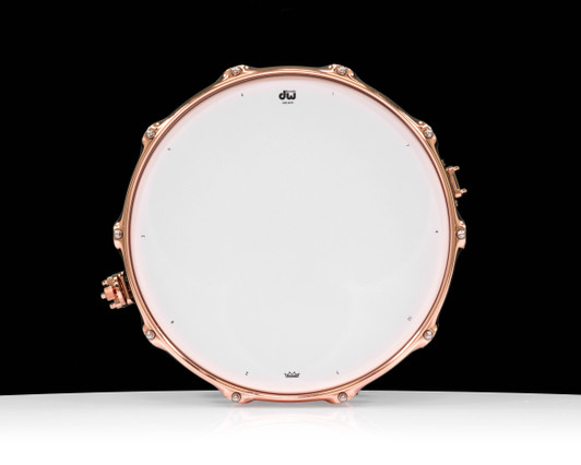 DW Collector's SSC Maple 8x14 Snare Drum - Black Ice - Copper HW top view