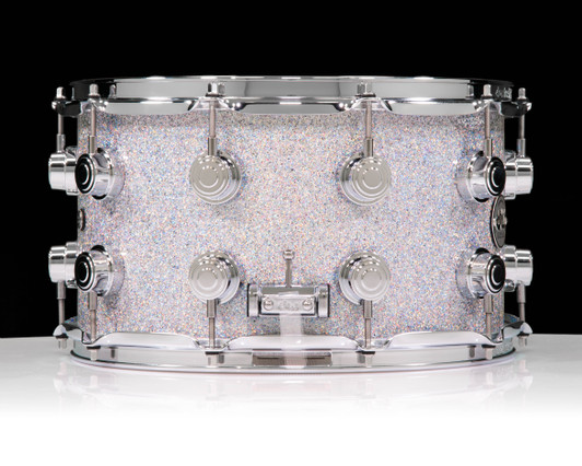 DW Collector's SonicPly 8x14 Snare - Diamond Nebula with Chrome Hardware side view