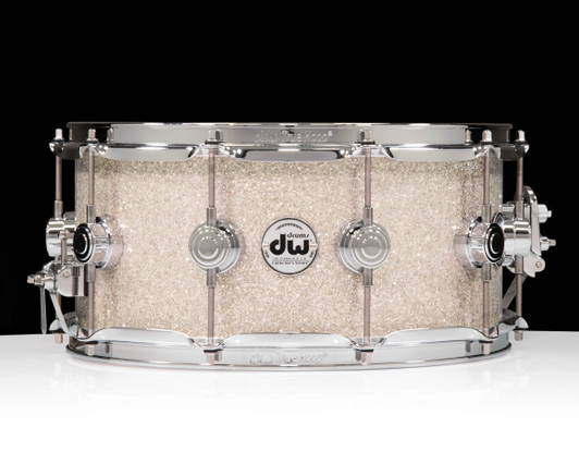 DW Collector’s Series 6.5x14 SSC Maple Snare Drum – Broken Glass w/ Chrome Hardware front view
