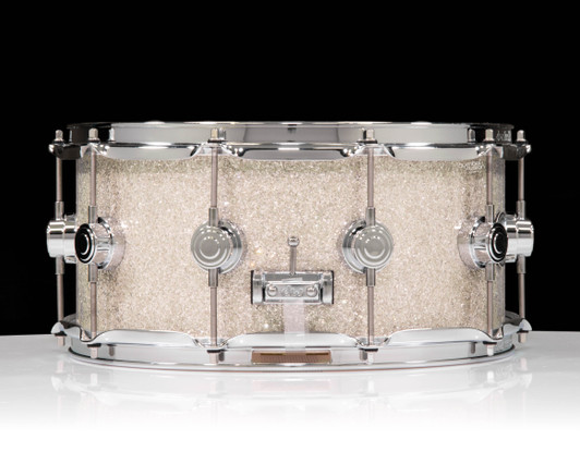 DW Collector’s Series 6.5x14 SSC Maple Snare Drum – Broken Glass w/ Chrome Hardware  side view