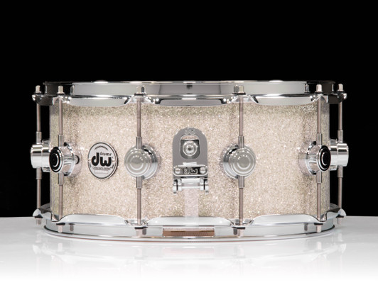 DW Collector’s Series 6.5x14 SSC Maple Snare Drum – Broken Glass w/ Chrome Hardware  side view