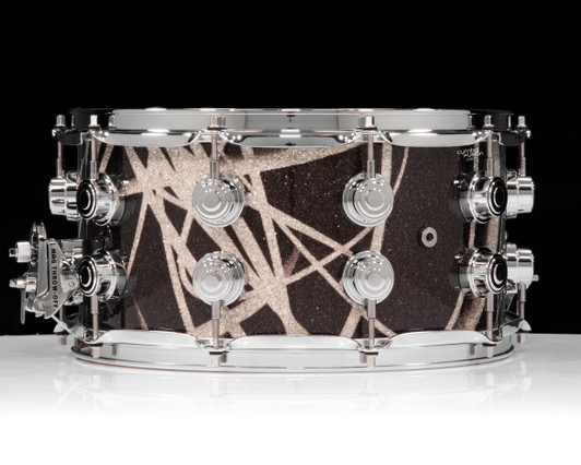 DW Collector's 7x14 Maple SSC Snare Drum - Smoke Glass Contrails w/Chrome HW back view