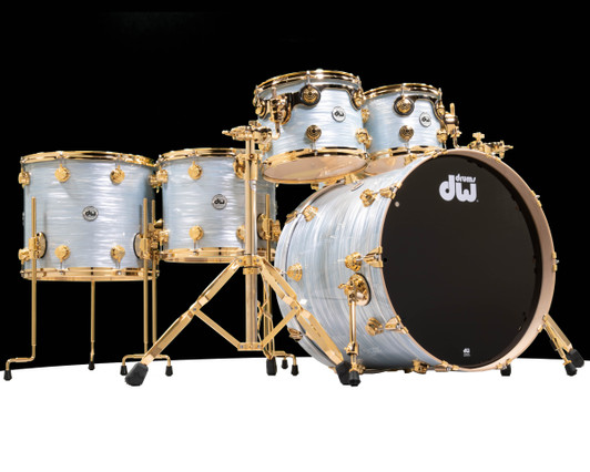 DW Collector's SSC Maple Pale Blue Oyster with Gold 6pc 10/12/14/16/22/14 FRONT VIEW