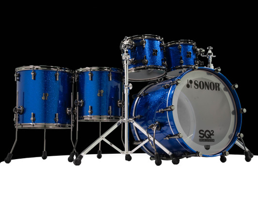 Sonor SQ2 5pc Medium Beech Kit - Blue Sparkle 10/12/14/16/22 front view