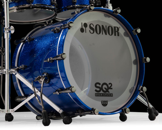 Sonor SQ2 5pc Medium Beech Kit - Blue Sparkle 10/12/14/16/22 kick closeup