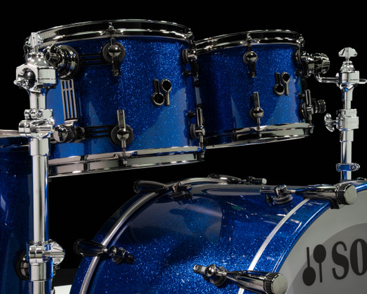 Sonor SQ2 5pc Medium Beech Kit - Blue Sparkle 10/12/14/16/22 tom closeup