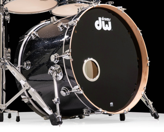 DW Collector's 5pc 333 Maple Shell Pack - Black Ice (Matt Gartska) bass drum closeup