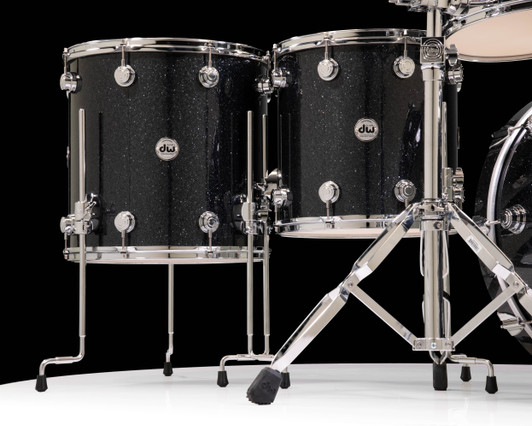 DW Collector's 5pc 333 Maple Shell Pack - Black Ice (Matt Gartska) floor tom closeup