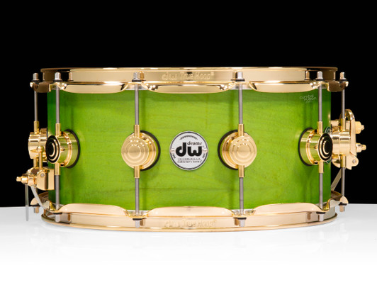 DW Collector's Series 6.5x14 SSC Maple Shell with GD Hardware - Lime Green from view