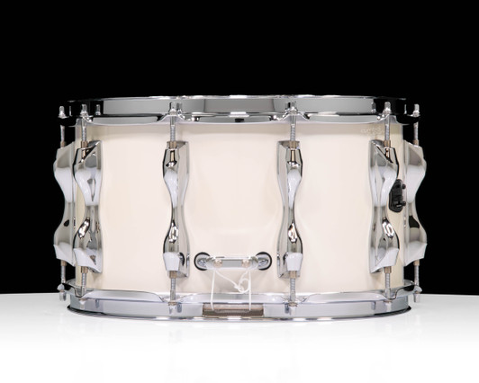 Yamaha Recording Custom Wood Snare Drum 14”x8” – Polar White (RBS-1480PWH) side view