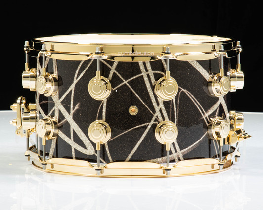 DW Collector's SonicPly 7x14 Snare - Smoke Glass Contrails Gold Hardware back view