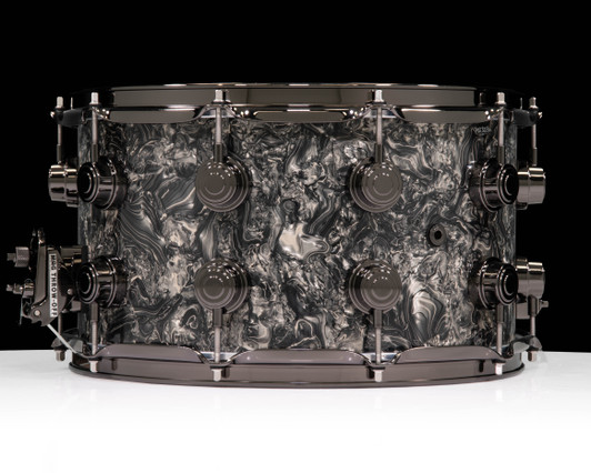 DW Collector's Series 8x14 SonicPly Silver Abalone with Black Nickel Hardware BACK VIEW