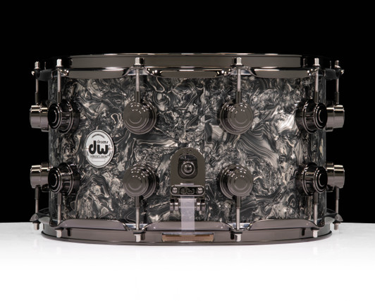DW Collector's Series 8x14 SonicPly Silver Abalone with Black Nickel Hardware SIDE VIEW