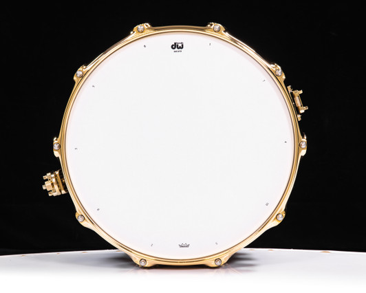 DW Collector's SSC Maple Snare Drum 7x14 Gold Double Row Lugs - Purple Drift top view