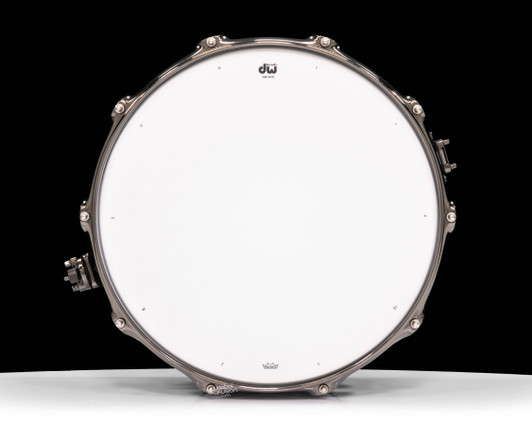 DW Collector's Series SonicPly 7x14 Double Row Snare Drum - Red Lava with Black Nickel top view