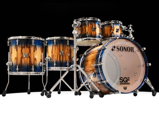 Sonor SQ2 5pc Medium Beech Shell Pack 10/12/14/16/22 - African Marble Blue Burst front view