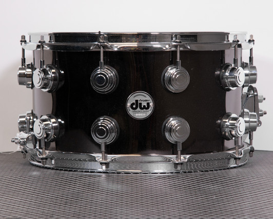 Used DW Collector's Series Black Nickel Over Brass 8" x 14" Snare Drum with Chrome Hardware