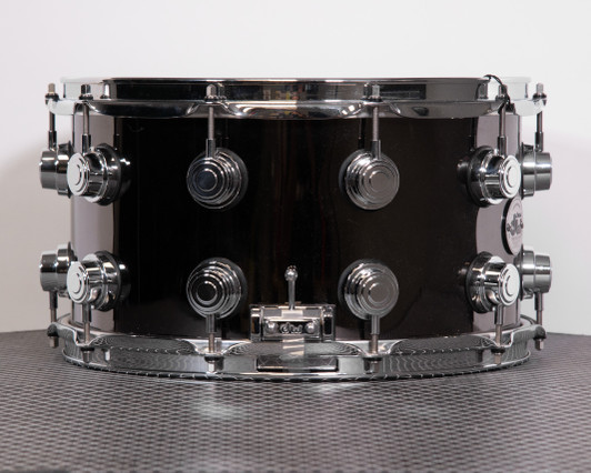 Used DW Collector's Series Black Nickel Over Brass 8" x 14" Snare Drum with Chrome Hardware