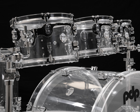 PDP Concept Acrylic 6pc Shell Pack – Clear w/ Chrome Hardware (PDCA2216CL) closeup