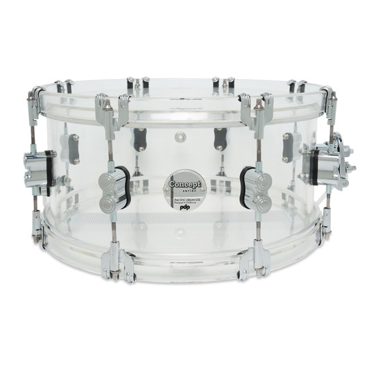 PDP Concept Acrylic 6.5" x 14" Snare Drum - Clear with Chrome Hardware product image