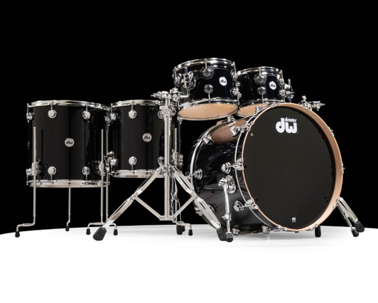 DW Collector's SSC Maple 5pc - Gloss Black Chrome Hardware front view