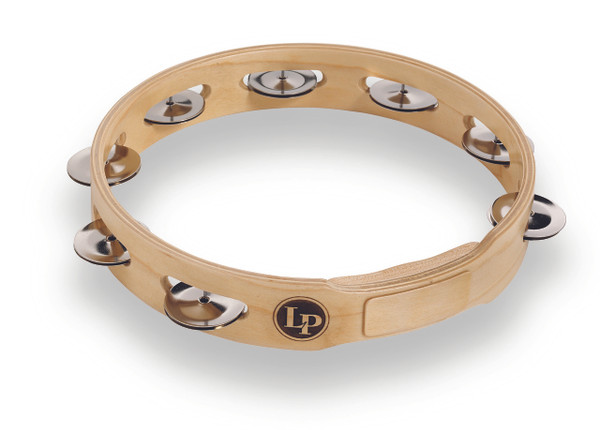 LP 10 Inch Wood Tambourines, Single Row Steel Jingles LP381-S