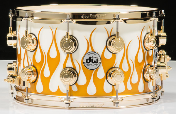 DW Collector's Series 8x14 Gold Hot Rod Flames Snare Drum Maple VLT