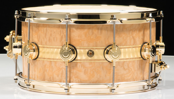 DW Collector's Series 7x14 White Ash w/Gold Foil Rally Stripe - Oak Shell