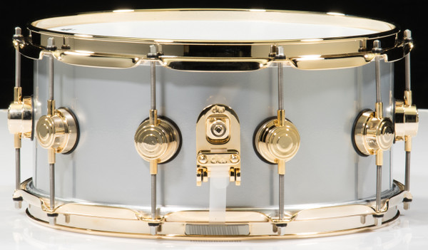 DW Collector's Series 6.5x14 1mm Aluminum Snare Drum with Gold Hardware