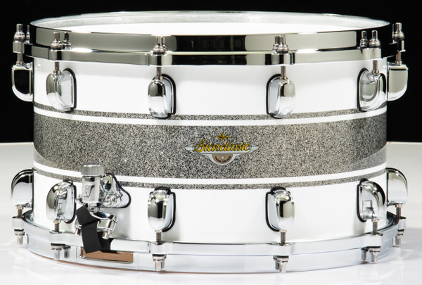 Tama Starclassic Maple 8x14 Snare- Silver Snow Racing Stripe