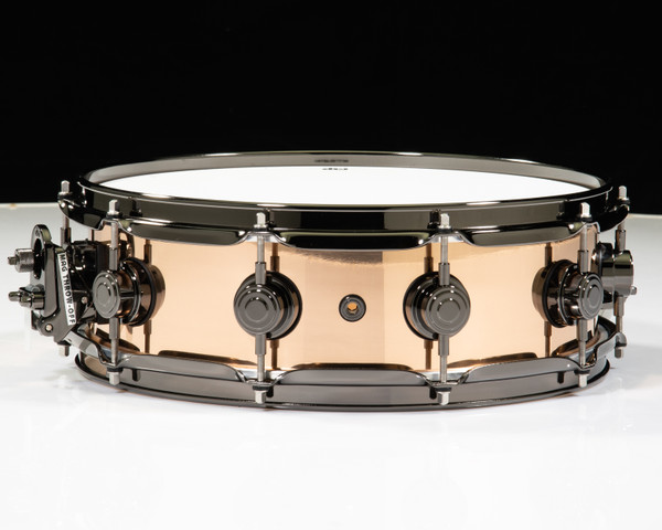 DW Polished Bronze 4x14 Snare Drum w/Black Nickel HW