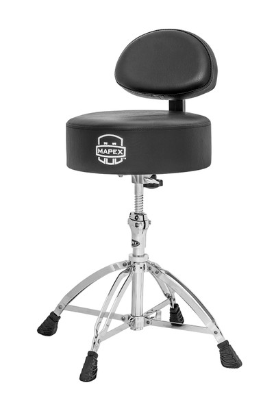 Mapex Round Top Drum Throne with Back Rest and 4 Double Braced Legs