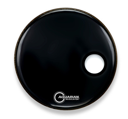 Aquarian Regulator Gloss Black 20"  Bass Drum Head w/Offset Port