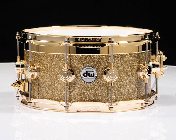 DW Collector's Series Gold Top Edge Snare 7x14 - Gold Glass - Gold HW