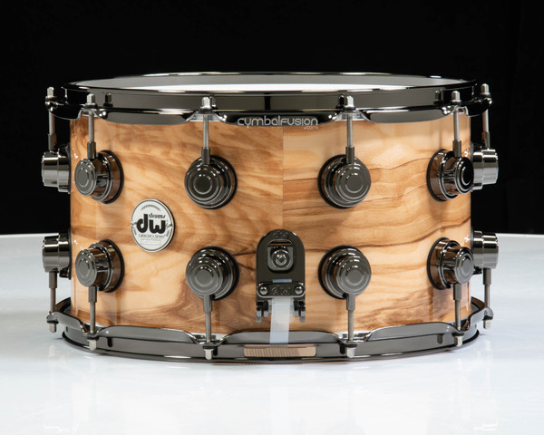 DW Collector's 8x14 Snare - High Gloss over Exotic Olive Ash Burl