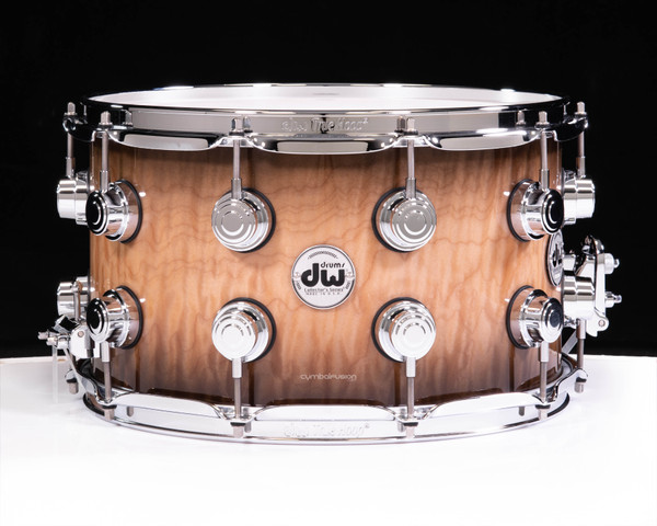 DW Collector's Series 8x14 Transparent Candy Black Burst over Exotic Quilted Maple on 3/3/3 Shell Chrome