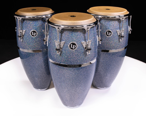 LP Limited Edition Fiberglass Blue Ice Sparkle Complete Set of Congas