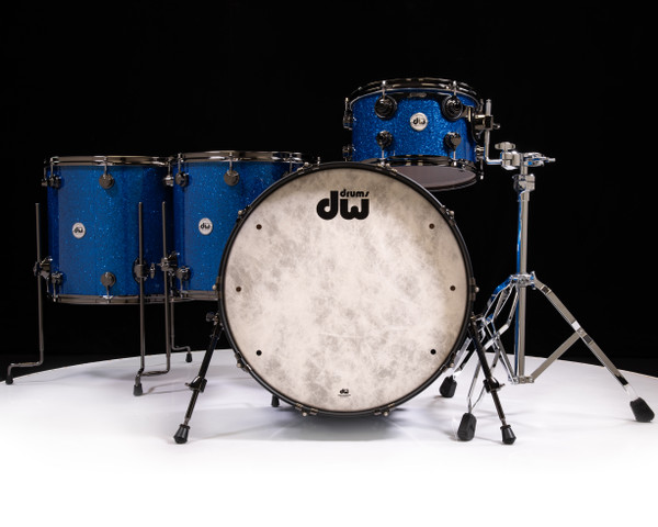 DW Collector's 4pc Maple/Mahogany Kit - Blue Glass w/ Black Nickel HW