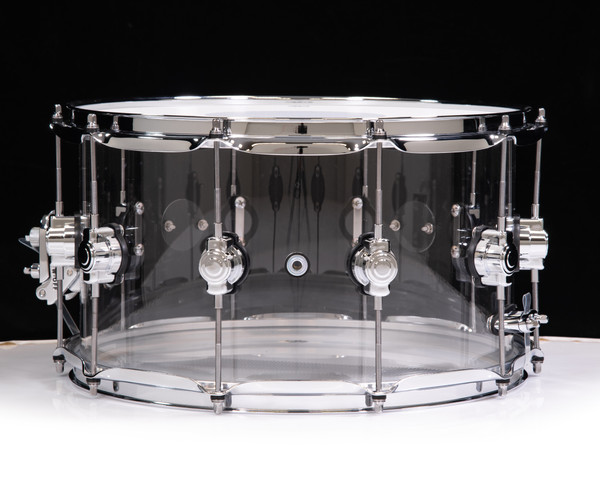 DW Design Clear Acrylic 8x14 Snare Drum Single Row Lugs