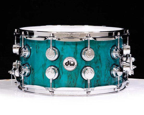 DW Collector's 7x14 Birch Snare Drum - Candy Blue over Kurillian Birch (1268832)