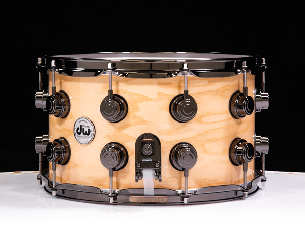 DW Collector's Series 8x14 Snare Drum Ash Burl Swirl w/Black Nickel